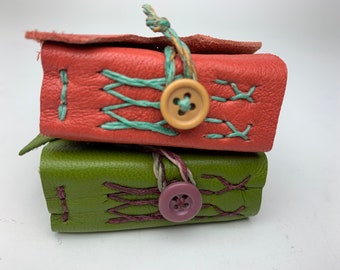 coral leather pocket journal