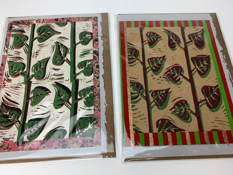 Wild Northwest Card set of 5, large folded cards w/ recycled kraft envelope, hand printed cards, original botanical & nature prints image 3