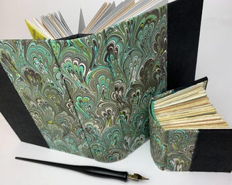 Marbled Journal set of 2, two fine art journals with mixed-media art papers