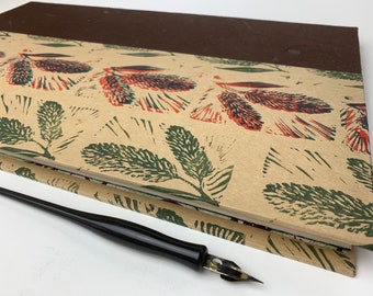 Catkins Plein Air Sketchbook w/ watercolor paper, block-printed sketchbook with 10 x 16 inch pages of cold-press watercolor paper