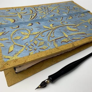diario a fisarmonica con stampa acquerello Nouveau, diario paesaggistico con carta fatta a mano per acquerello e arte mista
