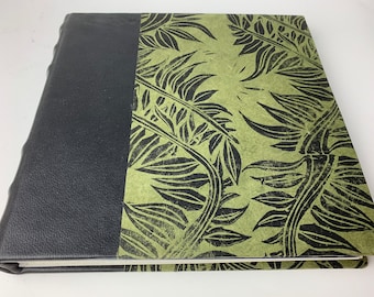 green fern watercolor sketchbook, plein-air painter's journal with black leather