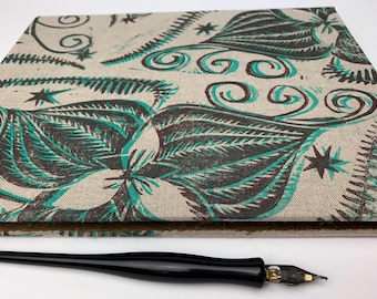 Trillium journal with hand-printed cloth cover