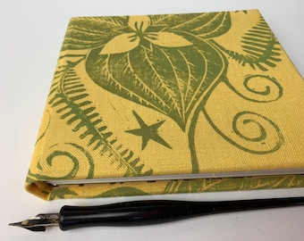 Yellow Trillium journal with hand-printed cloth cover