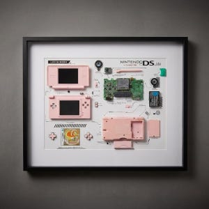 Nintendo DS Lite Template mit 9 Spielen - Zerlegtes Konsolen Layout - DIY Art und Retro Display - Zerlegt - Digitaler Download