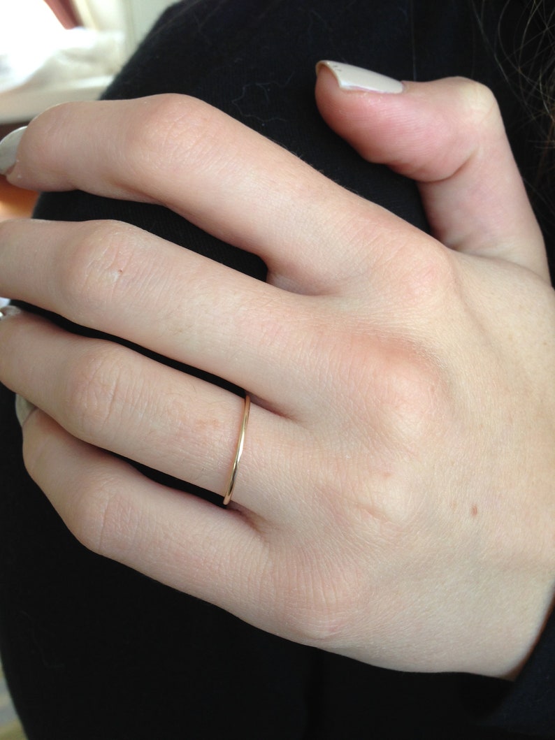 Ultra Thin Gold Wedding Band 1mm solid 14k YELLOW Gold Etsy