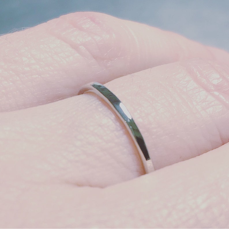 Thin wedding band/ solid 14k WHITE gold/ handmade ring/ full Etsy