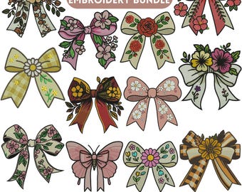 Bow Embroidery Design, Floral Bow Embroidery, Bow fill stitch, Ribbon Bow Embroidery, Girl Bow Design,Double Bow Pattern, Machine Embroidery