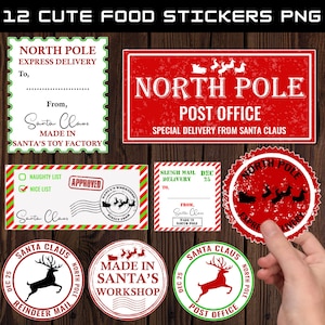 Pegatinas del Polo Norte, Pegatinas de regalo de Papá Noel, Pegatinas de correo del Polo Norte, Pegatinas navideñas, Pegatinas de correo de Papá Noel, Etiqueta navideña
