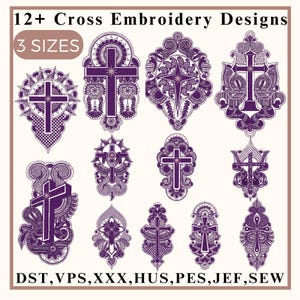 Cross Embroidery Design, Fancy Cross embroidery, Christian cross, Religious Embroidery, Easter Cross embroidery, Machine embroidery Design
