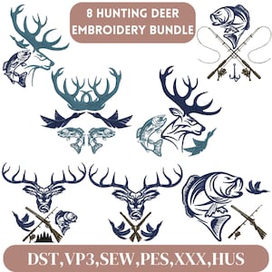Deer embroidery design, Deer head embroidery, Antlers Deer Embroidery, Hunting Embroidery, Fishing Embroidery, Deer face, Machine embroidery