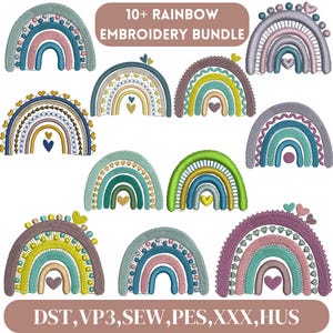 Rainbow Embroidery Design, Rainbow and heart Motif, Rainbow filled stitch, Summer design, Mini rainbow, Machine embroidery design