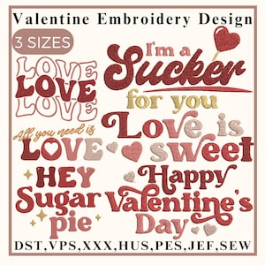 Valentinstag Stickerei Design, Valentinstag Zitate Stickerei, Liebe Stickerei,Herz Stickerei,Fröhliche Valentinstag Stickdatei, Maschinenstickerei