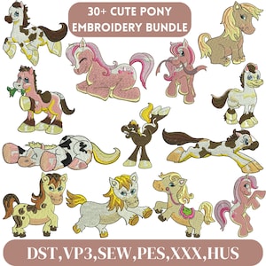 Pony Horse Embroidery Design, Horse Embroidery, Baby Horse Design, Cute Horse embroidery, Pony with Feather, Machine embroidery design