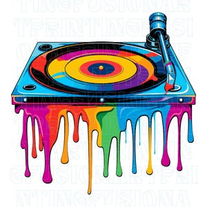 Color Drip-sublimaties, downloads neonontwerp, grafisch shirtontwerp, png, muziek retro design clipart, downloads sublimaties