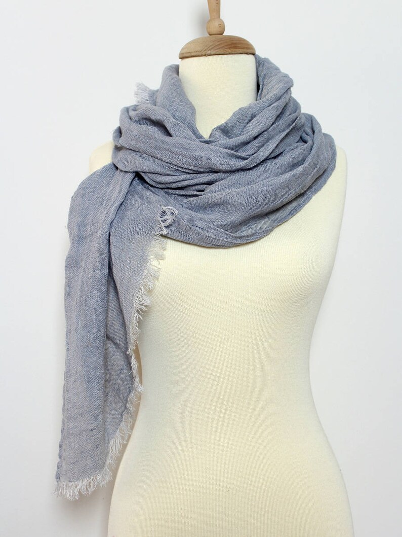 Cloud Gray Linen Scarf Oversized Men's Scarf Big/ Large Etsy