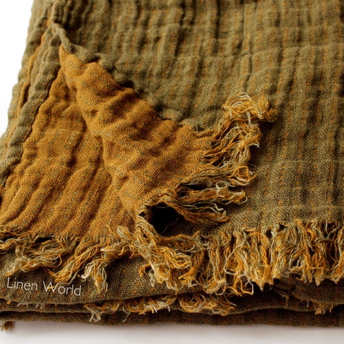 XL True Brown Linen Throw Solid Brown Blanket 100 Flax Etsy