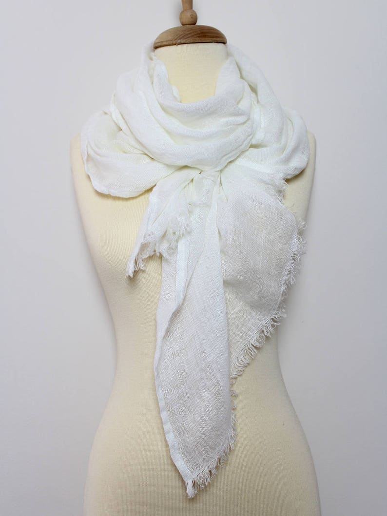 White Linen Scarf X Summer Scarves for Women X Men's Linen Etsy