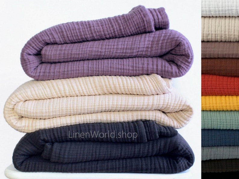 Muslin Cotton Blanket - Queen Bedspread - 4 Layers Gauze Cotton Throw Blanket - King Bedspread - Muslin Blanket - Organic Muslin Bedding