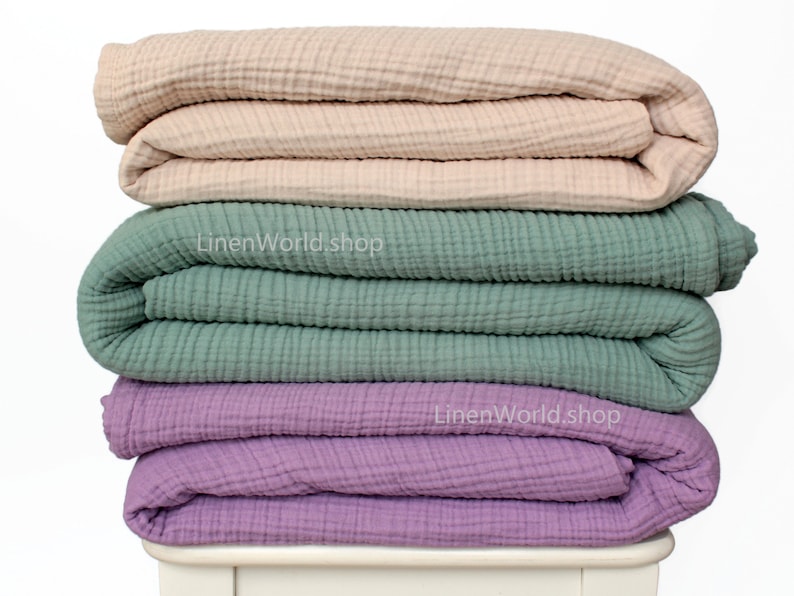 Muslin Cotton Blanket Queen Bedspread 4 Layers Gauze Etsy