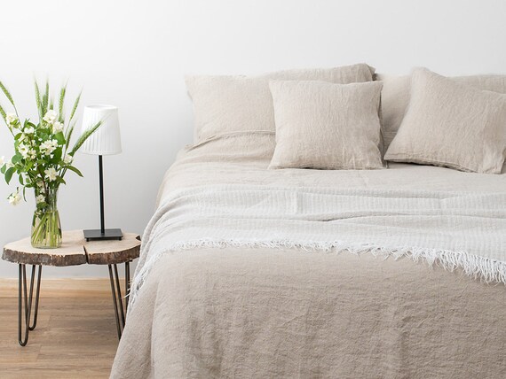 Washed Linen Duvet Cover Natural Grey Flax Linen Bedding Etsy
