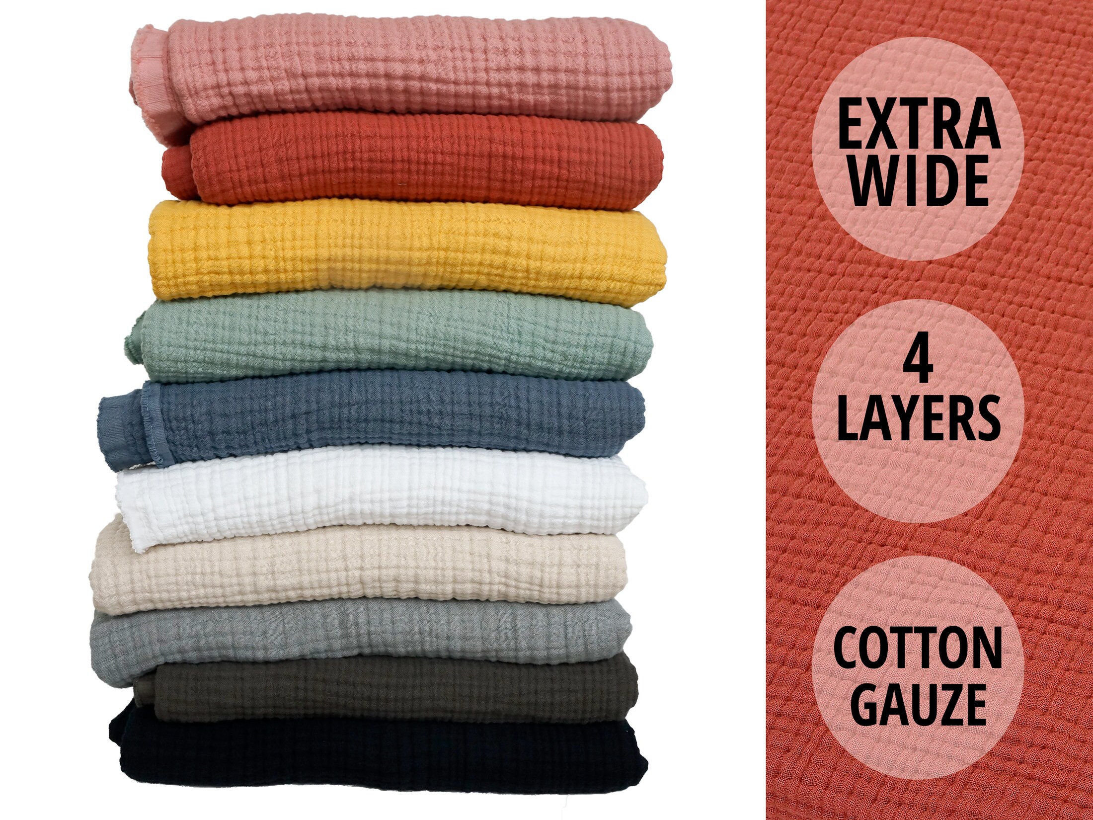 Extra Wide Gauze Cotton Fabric 4 Layers Double Gauze Fabric Etsy