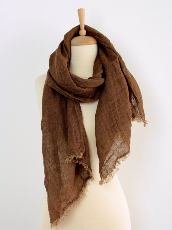 Brown Linen Scarf/ Men's Scarf/ Chocolate Brown - Etsy