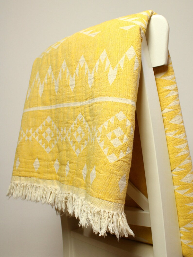Yellow Throw Blanket/ Bohemian Picnic Blanket/ Navajo Sofa Etsy