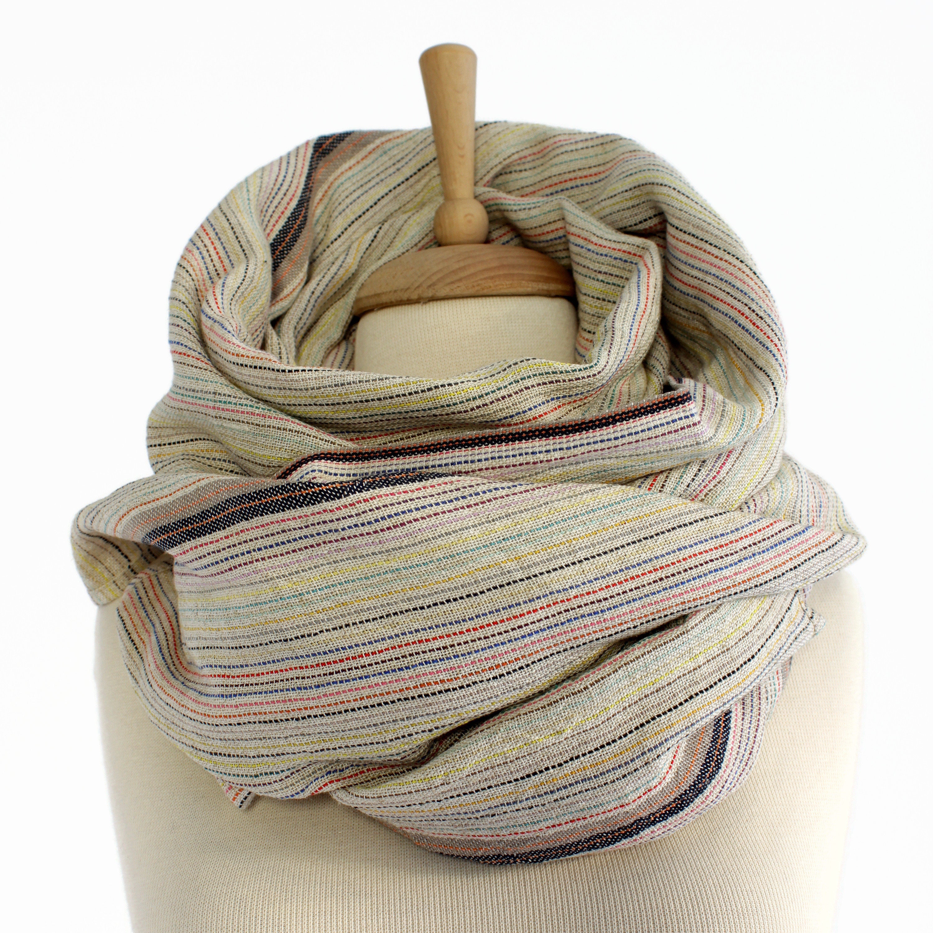 Organic Cotton Scarf Wrap Woven Linen Shawl Natural Cotton | Etsy