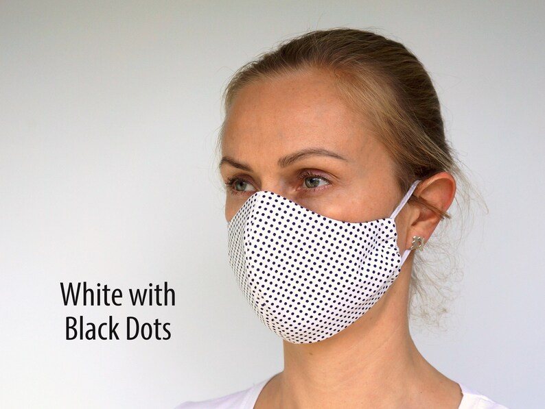 Polka Dot Face Mask with Filter Pocket Breathable 3 layers Etsy