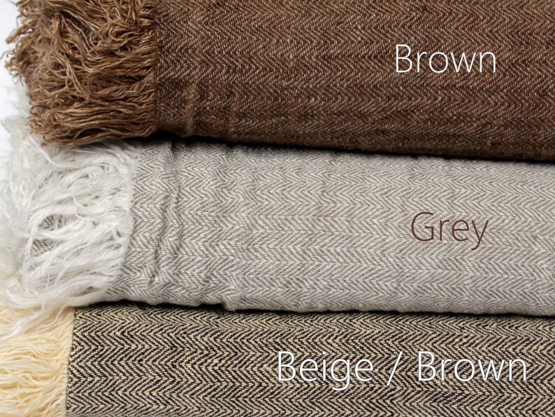 100 Linen Throw Blanket Herringbone Linen Flax Bed Cover Etsy