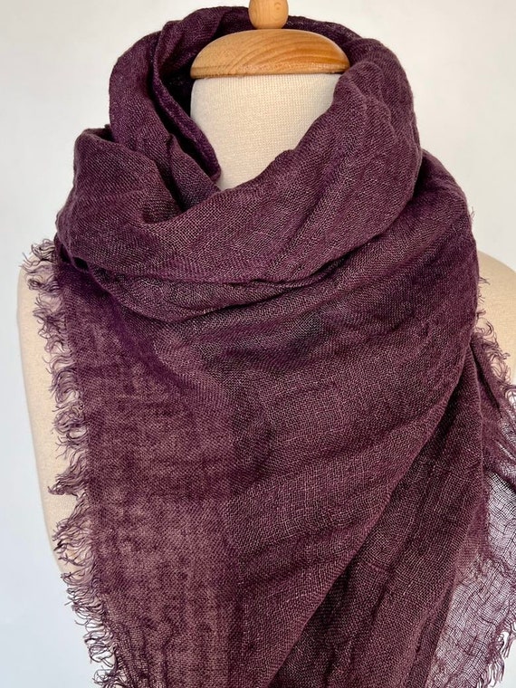 Bufanda de lino púrpura bufanda de manta de hombre bufandas - Etsy México