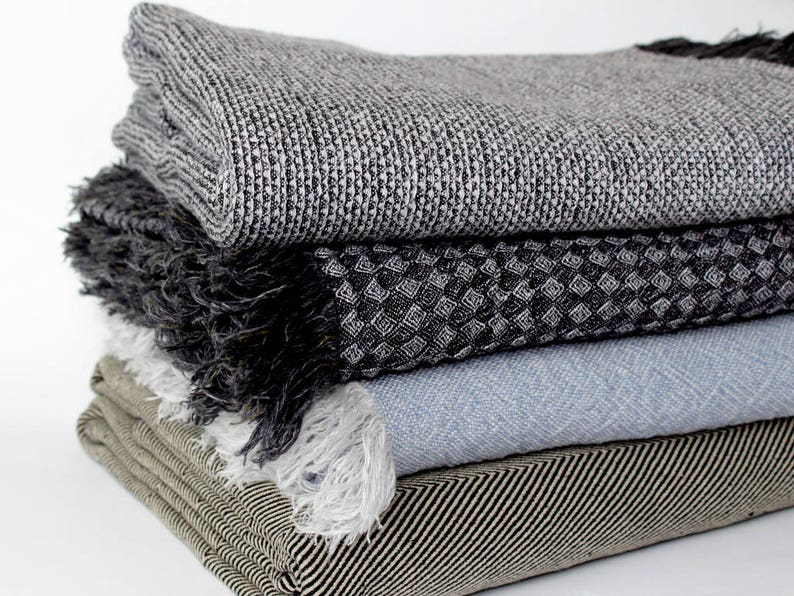 Textured Linen Throw Blanket Heavy Linen Throws for Couch Etsy