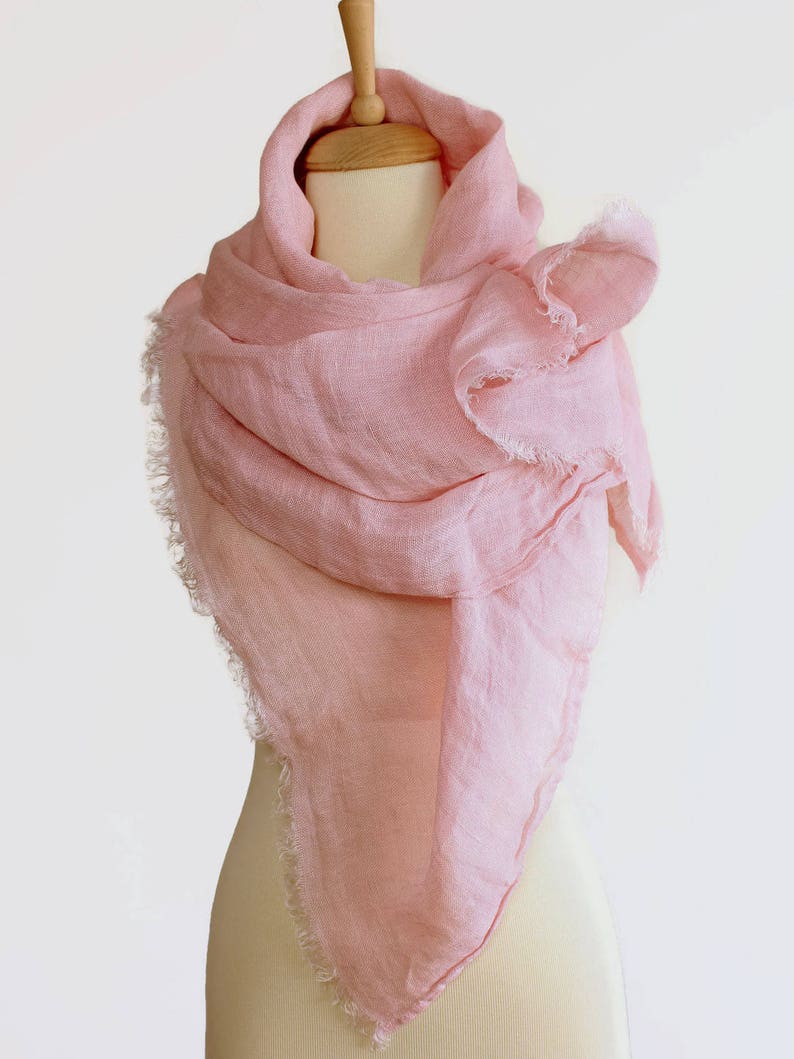 Pale Pink Linen Scarf Oversized Scarves for Women Pure Etsy