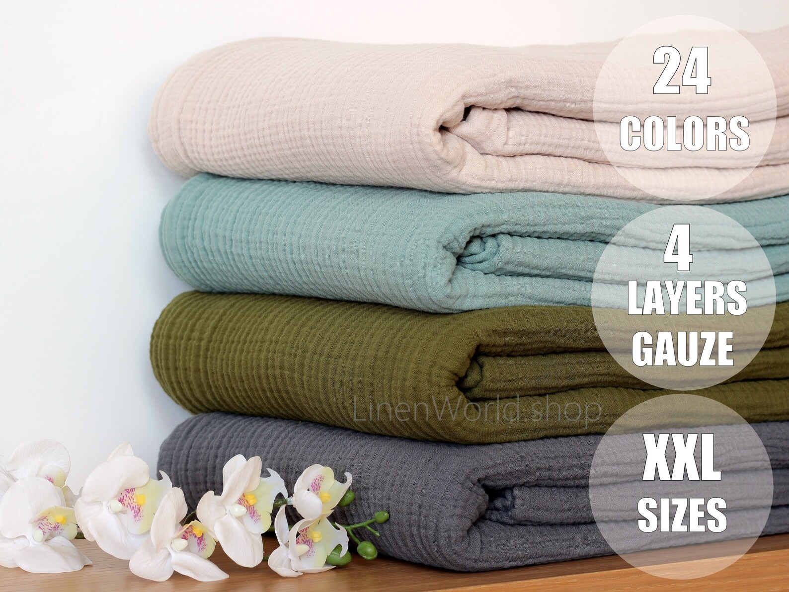 Muslin Cotton Blanket Queen Bedspread 4 Layers Gauze Etsy