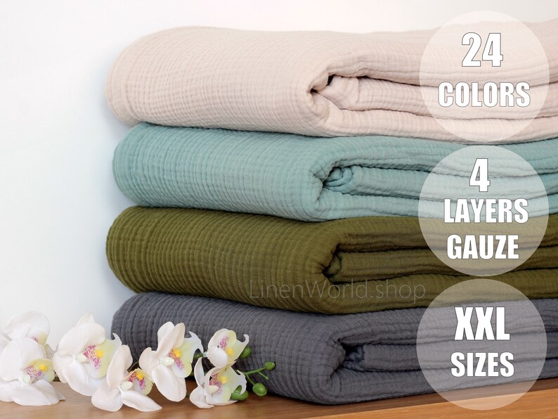 Muslin Cotton Blanket Queen Bedspread 4 Layers Gauze Etsy