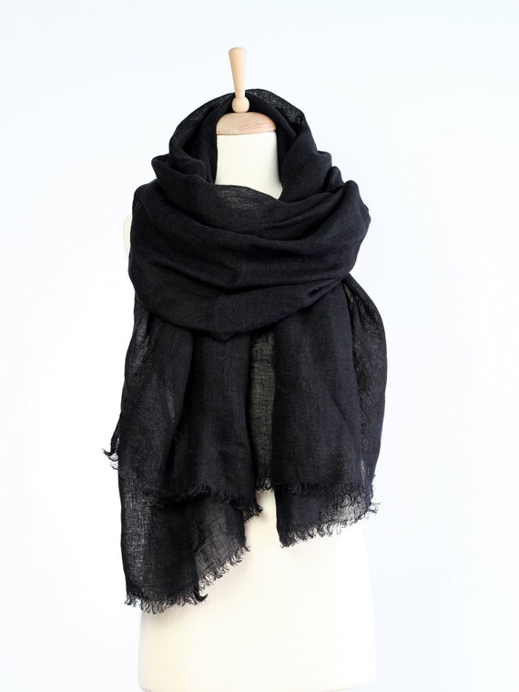 Black linen scarf Clearance