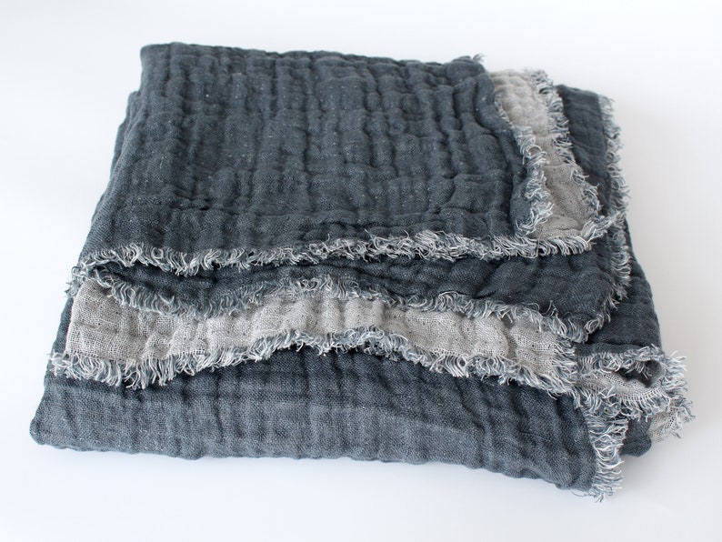 Soft Linen Throw Blanket Washed Linen Fringed Couch Wrap Etsy