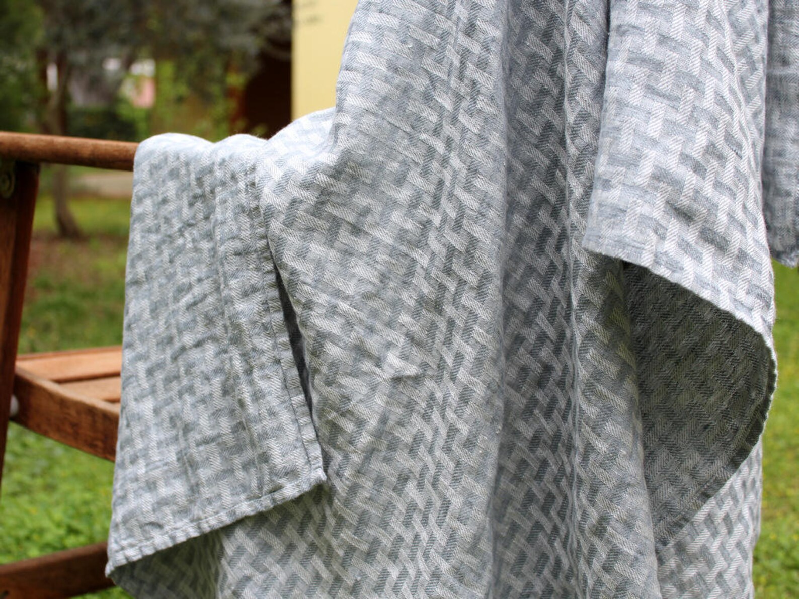 Pure Linen Bath Towel Grey Patterned 100 Linen Bathroom Face Etsy