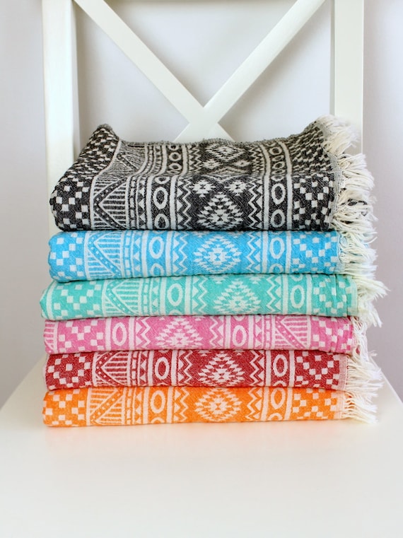 Boho Beach Towel Bohemian Throw 100 Organic Cotton Bath Etsy