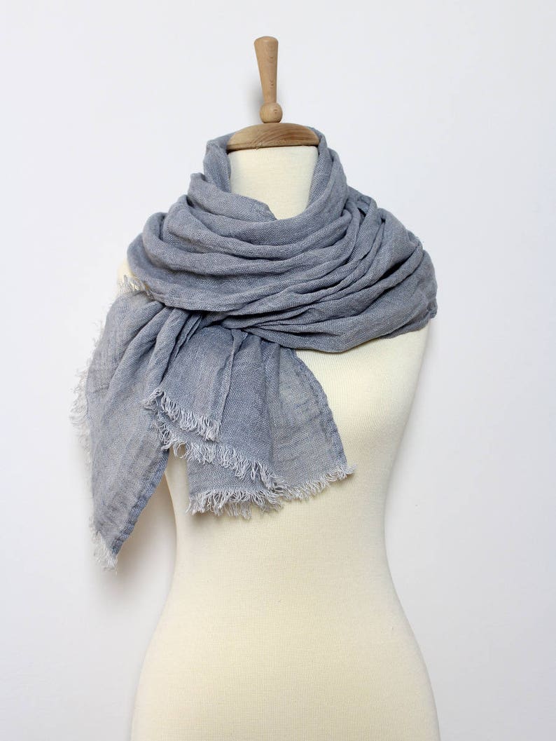 Cloud Gray Linen Scarf Oversized Men's Scarf Big/ Large Etsy