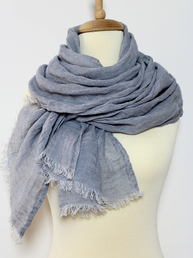 Cloud Gray Linen Scarf Oversized Men's Scarf Big/ Large Etsy