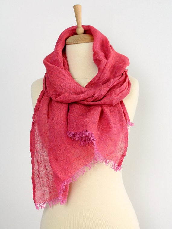 pink linen scarf