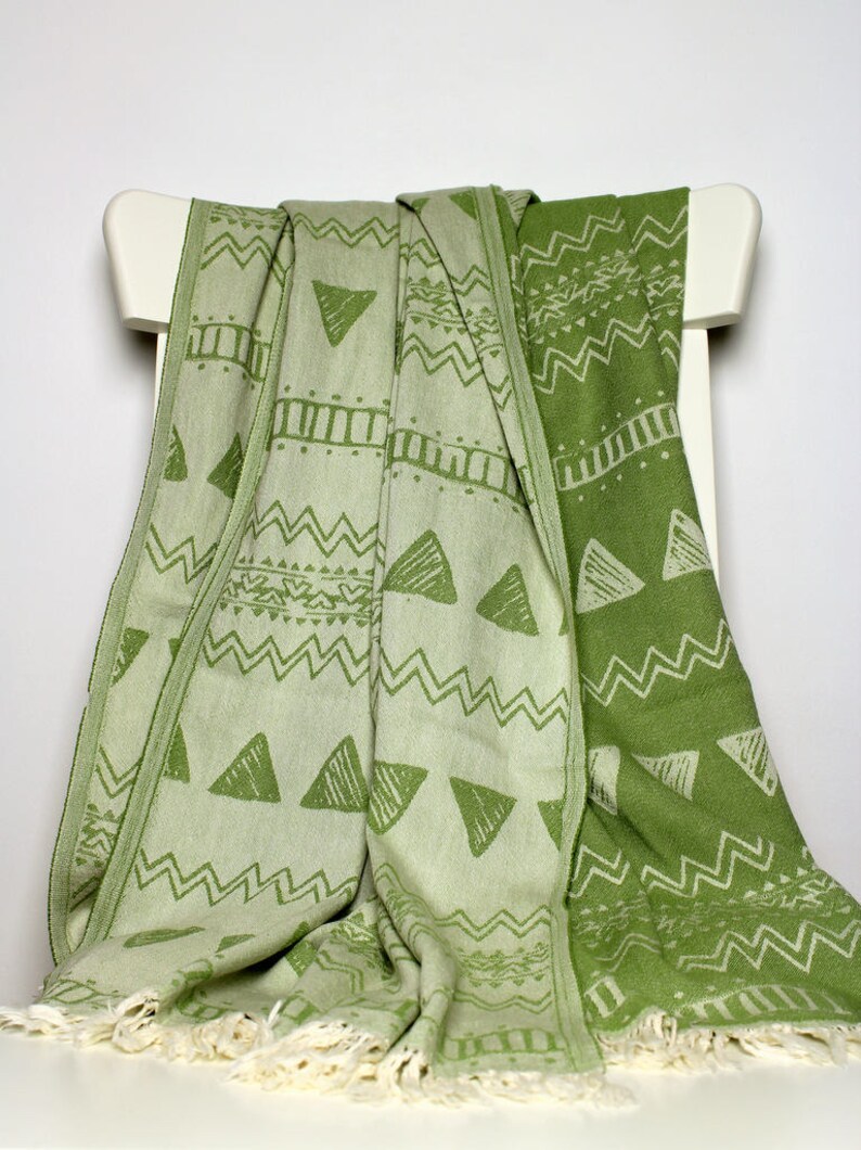 Blue Geometric Beach Blanket Towel Bohemian Beach Throw Etsy