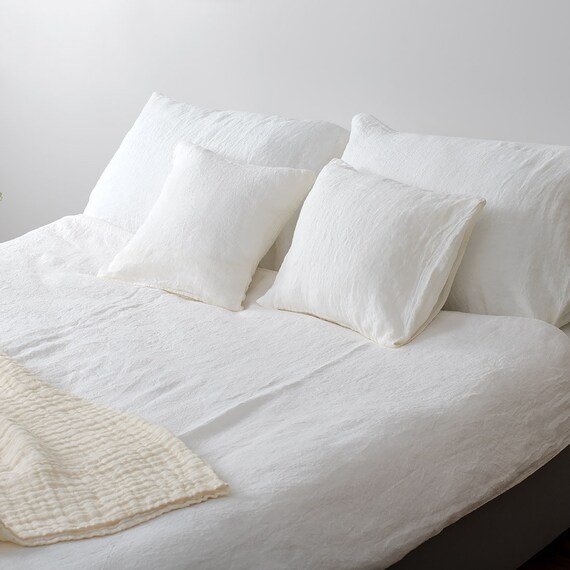 White Linen Pillow Shams Stonewashed Organic Linen Pillow Etsy