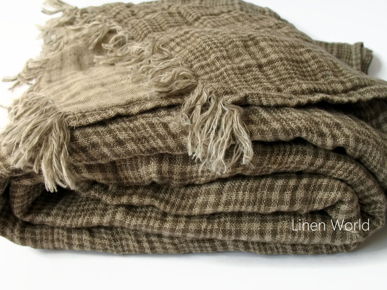 Brown Linen Throw Blanket / Double Sided Soft Linen Blanket / Etsy