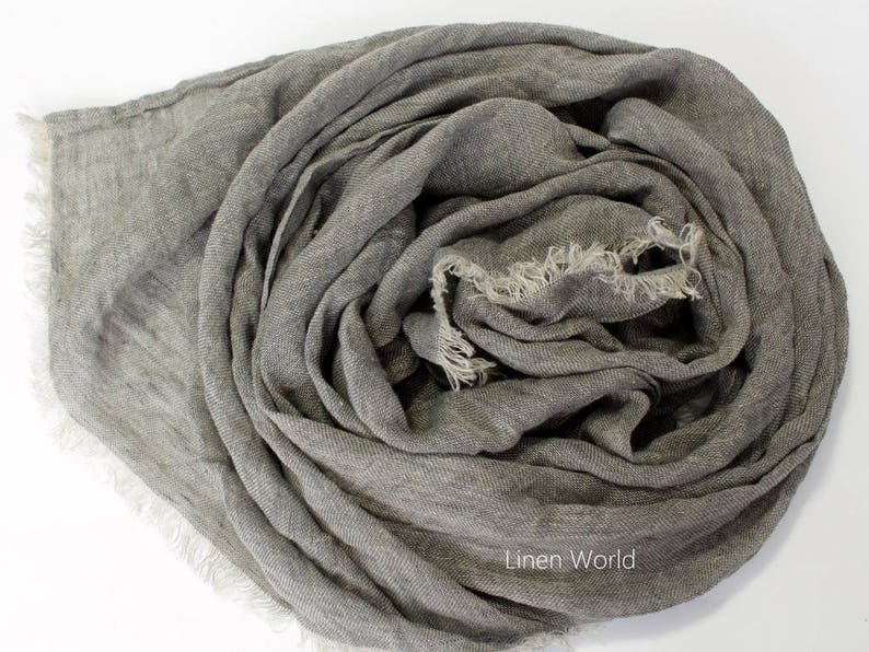 Grey Linen Scarf. 100% Linen Mens Scarf. Pure Linen Womans - Etsy