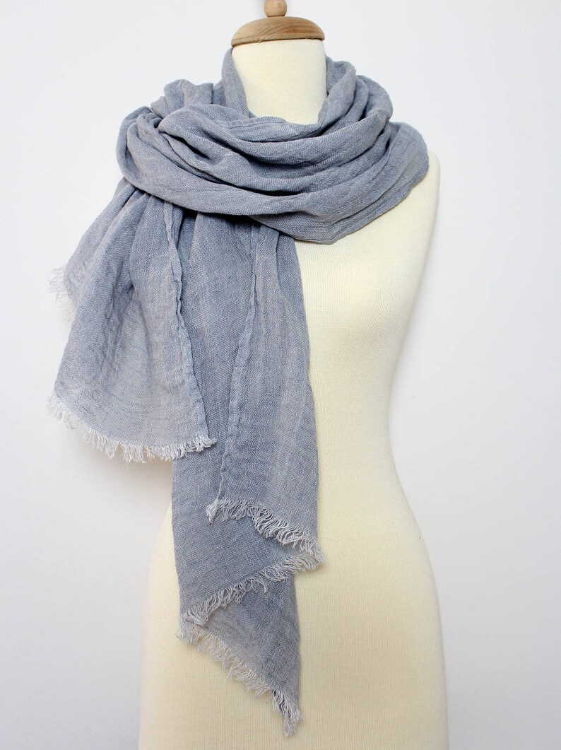 Cloud Gray Linen Scarf Oversized Men's Scarf Big/ Large Etsy