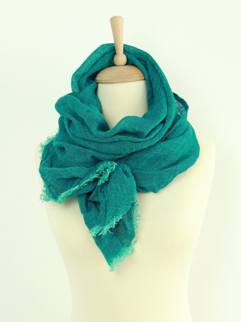 Emerald Green Linen Scarf. Pure linen scarves for women and Etsy