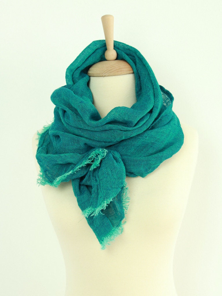 Emerald Green Linen Scarf. Pure linen scarves for women and Etsy